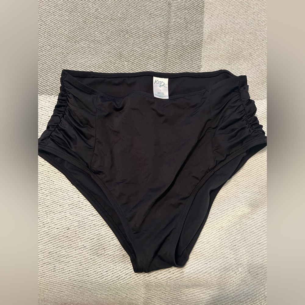 Kona Sol Black Highwaisted Swimsuit Bottoms